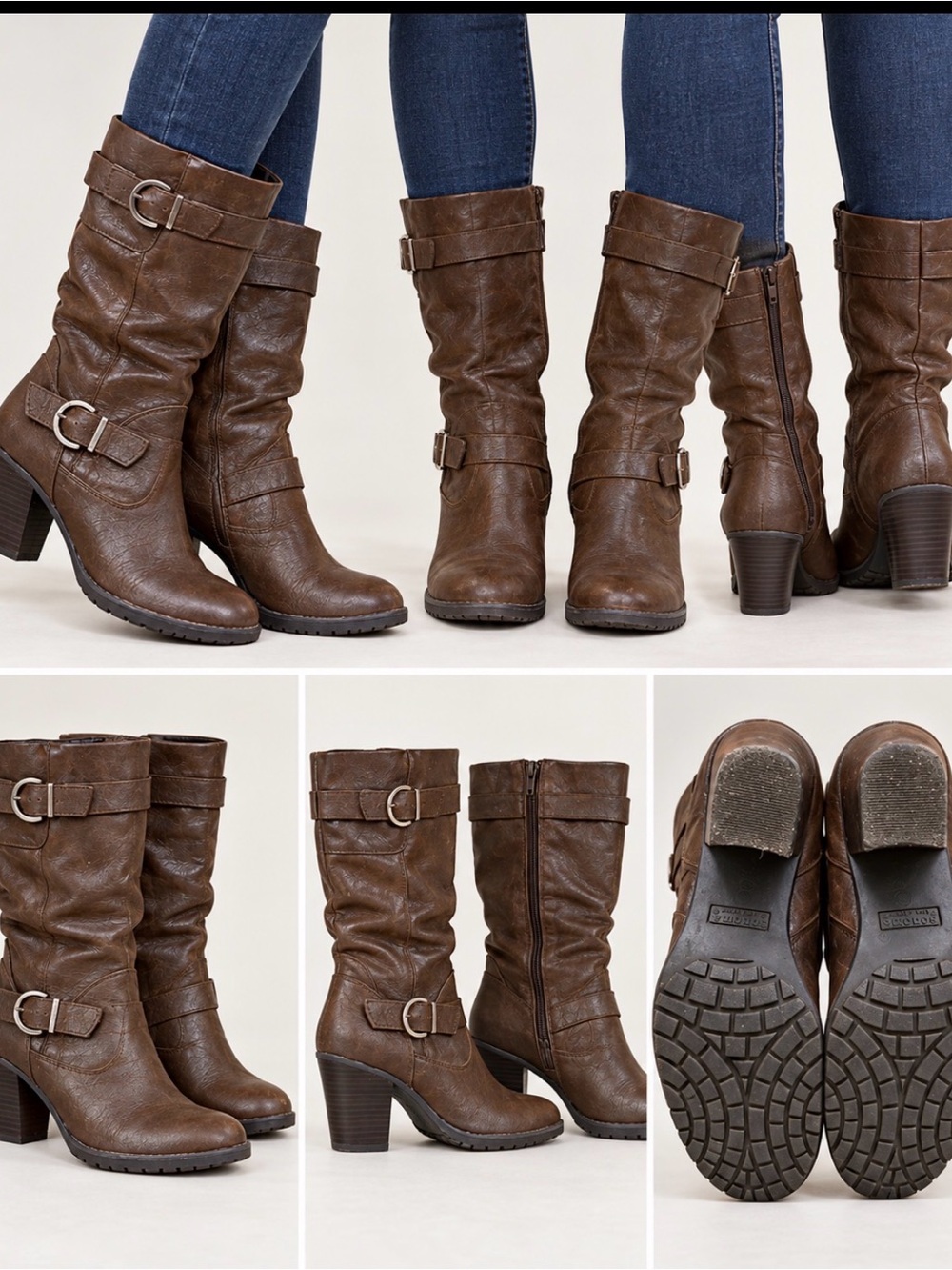 🤎 Sonoma Life + Style Brown Buckle Heeled Boots – Size 8